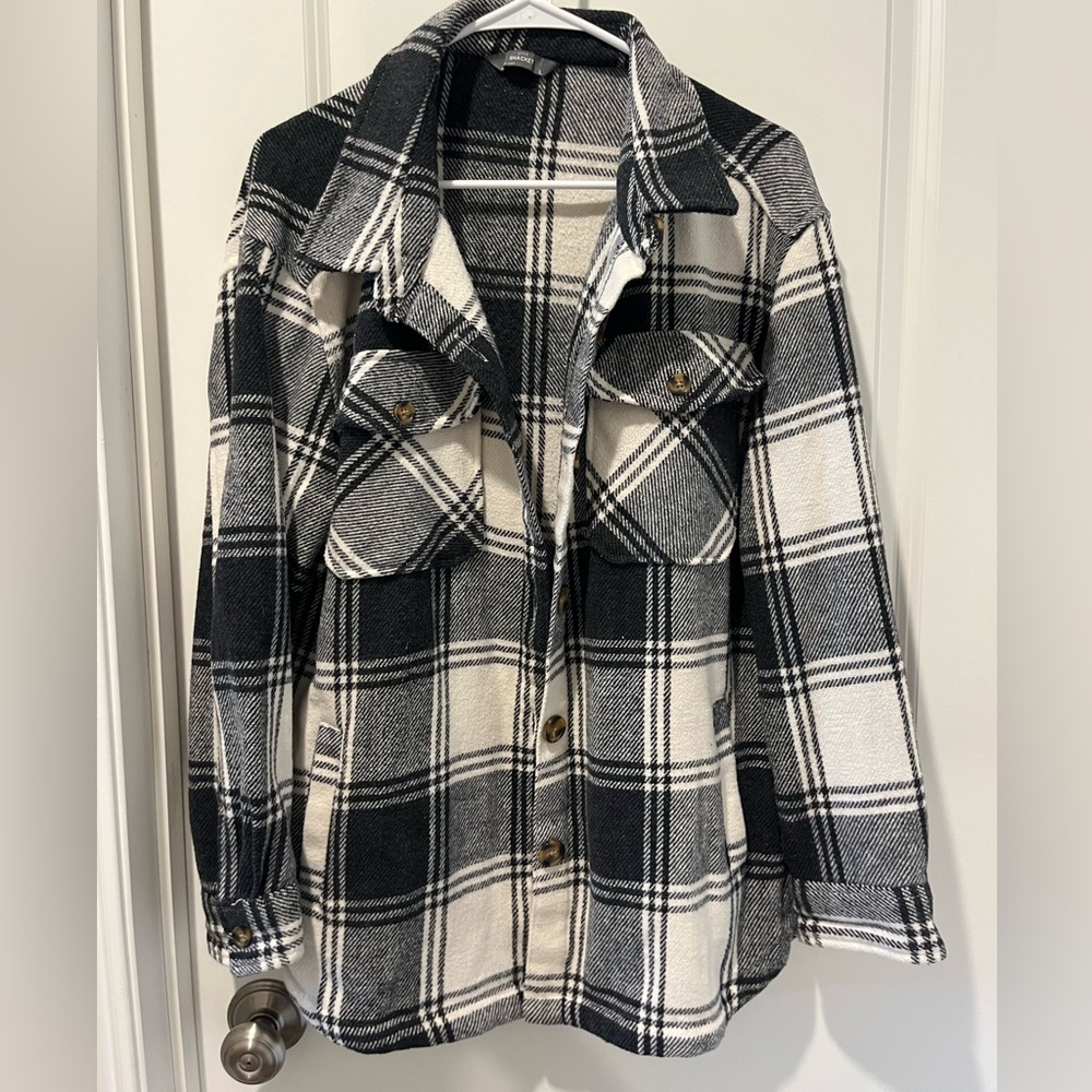 Black and white plaid shacket
